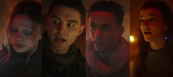 All the cadets taking their seats on the bridge. 