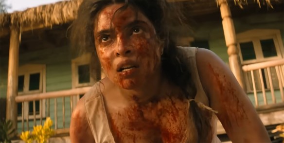Ercell Bodden (Priyanka Chopra) covered in blood and looking mad.