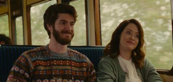 Mum and Dad on a train.