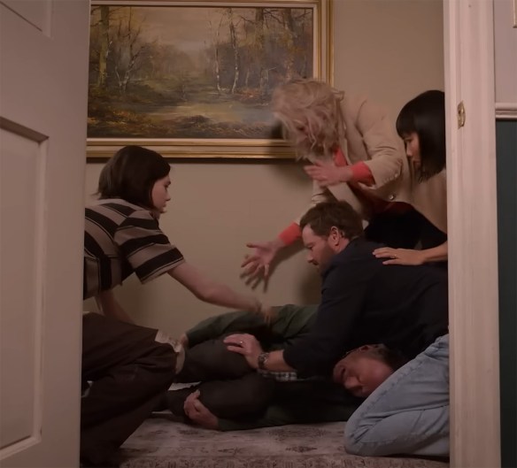 The family roll Hal to his bed. 