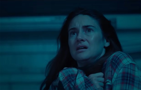 Shailene Woodley watches an oncoming tornado.