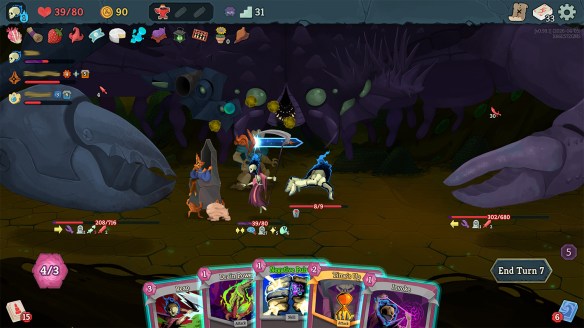 Battling a crab boss. 