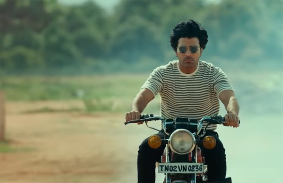 Vikas “Vicky” Narayan on a motor bike.