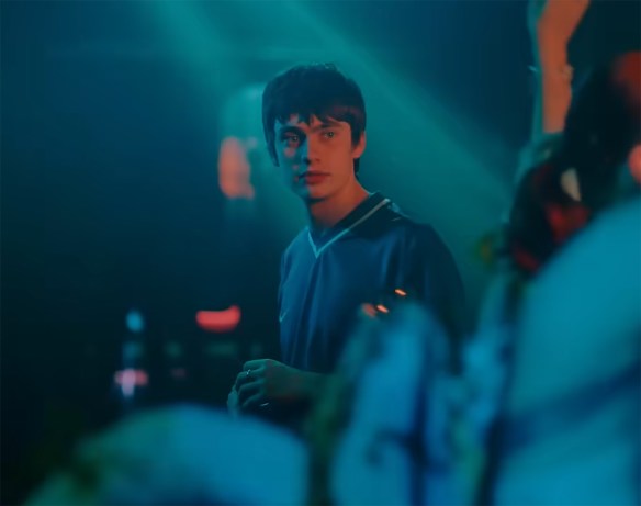 Spike Fearn as own bathed in blue light.