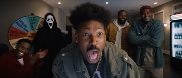 Ghostface appears live at the back of a stream.