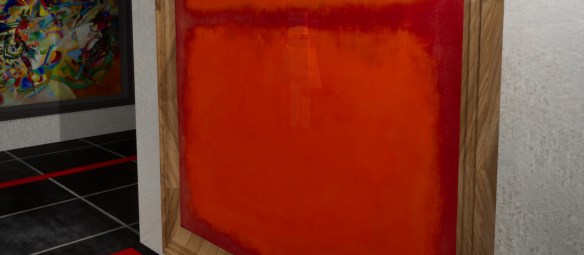 Hidding in a red painting. 