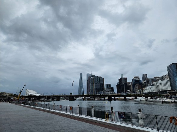 Darling Harbour in gloomy weather. 