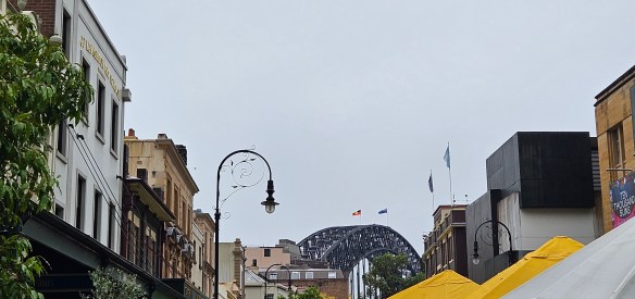 The Rocks looking down to The Sydney Harbour Bridge. 