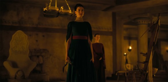 Penelope stands at court.