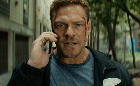Reacher getting bad news via a mobile phone. 