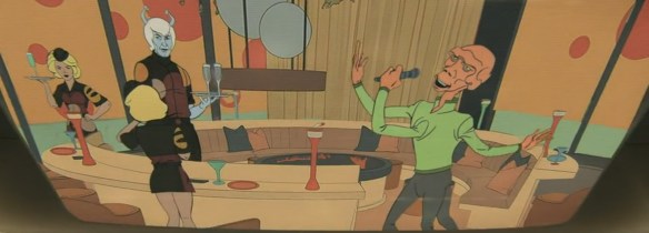 An Andorian and Edosian partying.