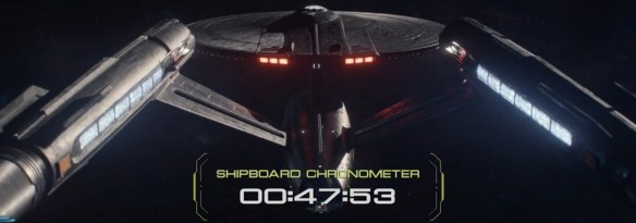 The USS Enterprise with a countdown chronometer. 