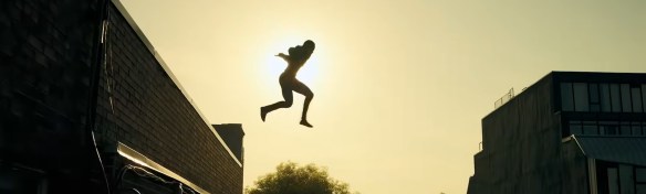 Neagley jumping through the air. 