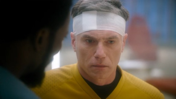 Pike with a bandage on his head. 