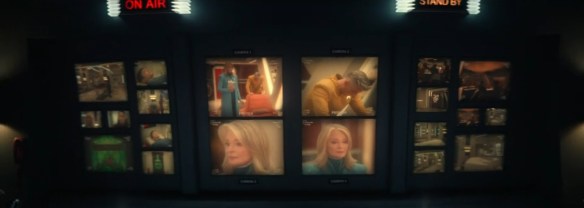 An old timey tv production monitors. 