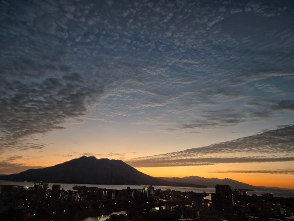 Sakurajima at sunrise.