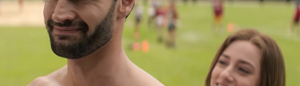 Olive tried to put sunscreen on Adam's back.